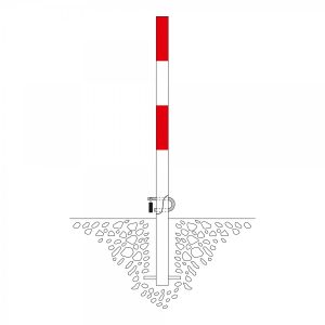 Klap-paal, 60mm Ø betonneren, rood/wit, beugel incl.
