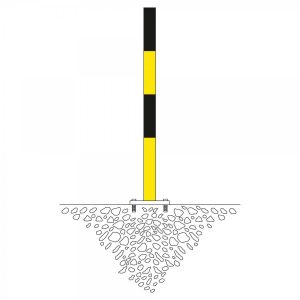Afzetpaal 60mm Ø, te pluggen, zwart/geel, thermisch verzinkt.