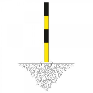 Afzetpaal 60mm Ø, te pluggen, zwart/geel, 1 k. oog.