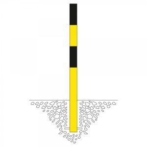 Afzetpaal 60mm Ø, betonneren, thermisch verzinkt zwart/geel.