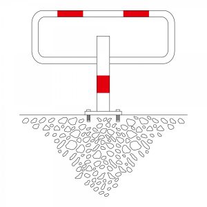 Anti parkeerbeugel te pluggen rood/wit, rode reflecterende ringen