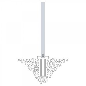 Klappaal, 70x70mm betonneren, thermisch verzinkt, met sluitcilinder.