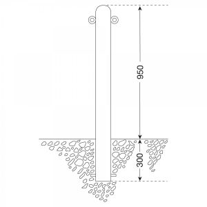 Afzetpaal Den Helder 90mm Ø (antiekbruin) betonneren, 2 ketting ogen