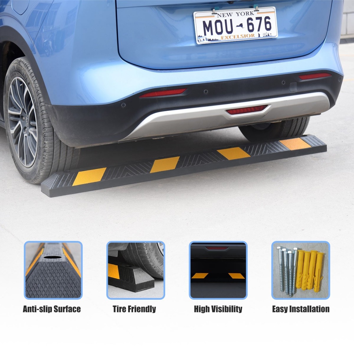 Zware Rubber Parkeerstoeprand met Reflectie - Afbeelding 3