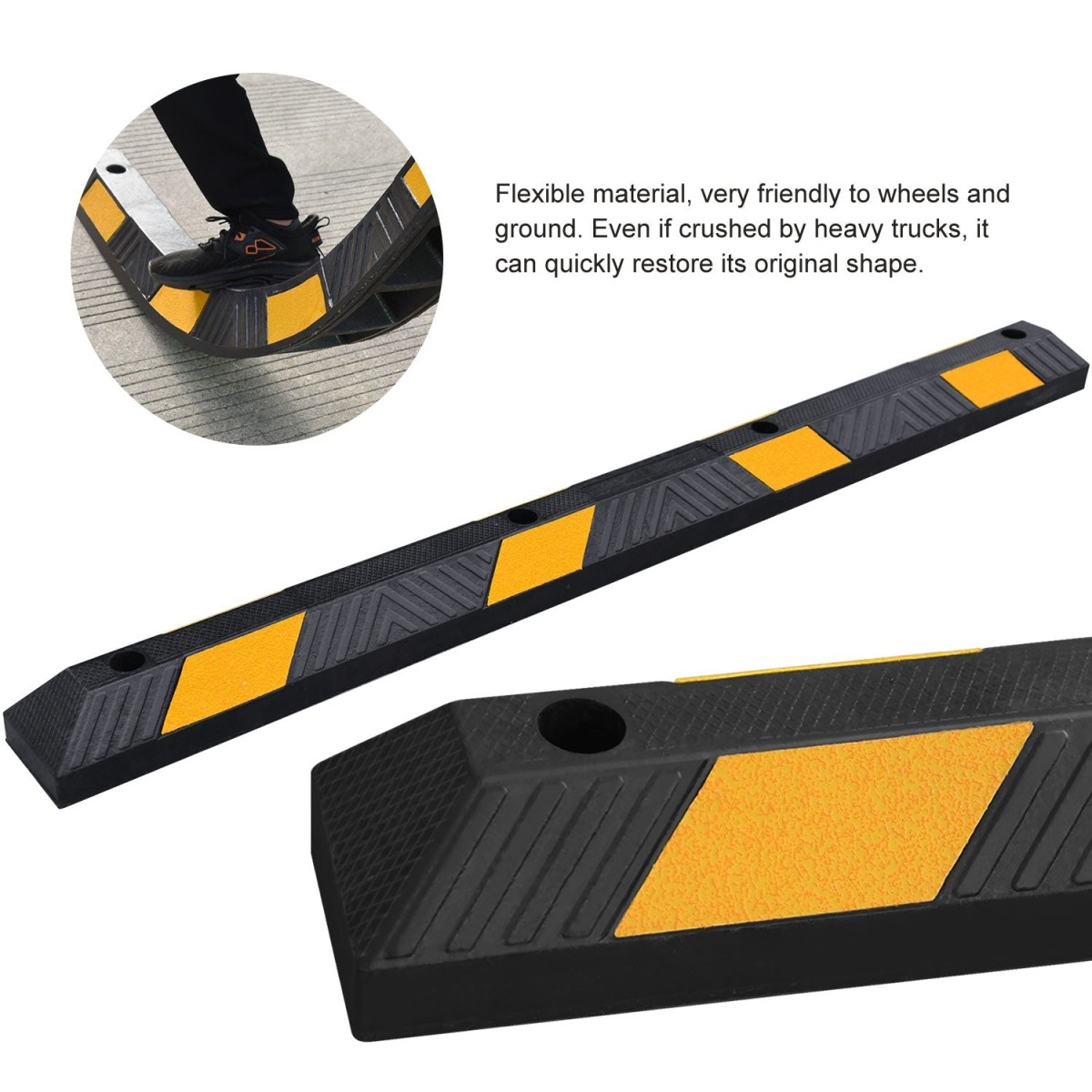 Zware Rubber Parkeerstoeprand met Reflectie - Afbeelding 4