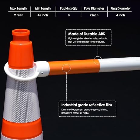 Uitschuifbare afzetbalken voor verkeerskegels (Set van 8) - Afbeelding 6