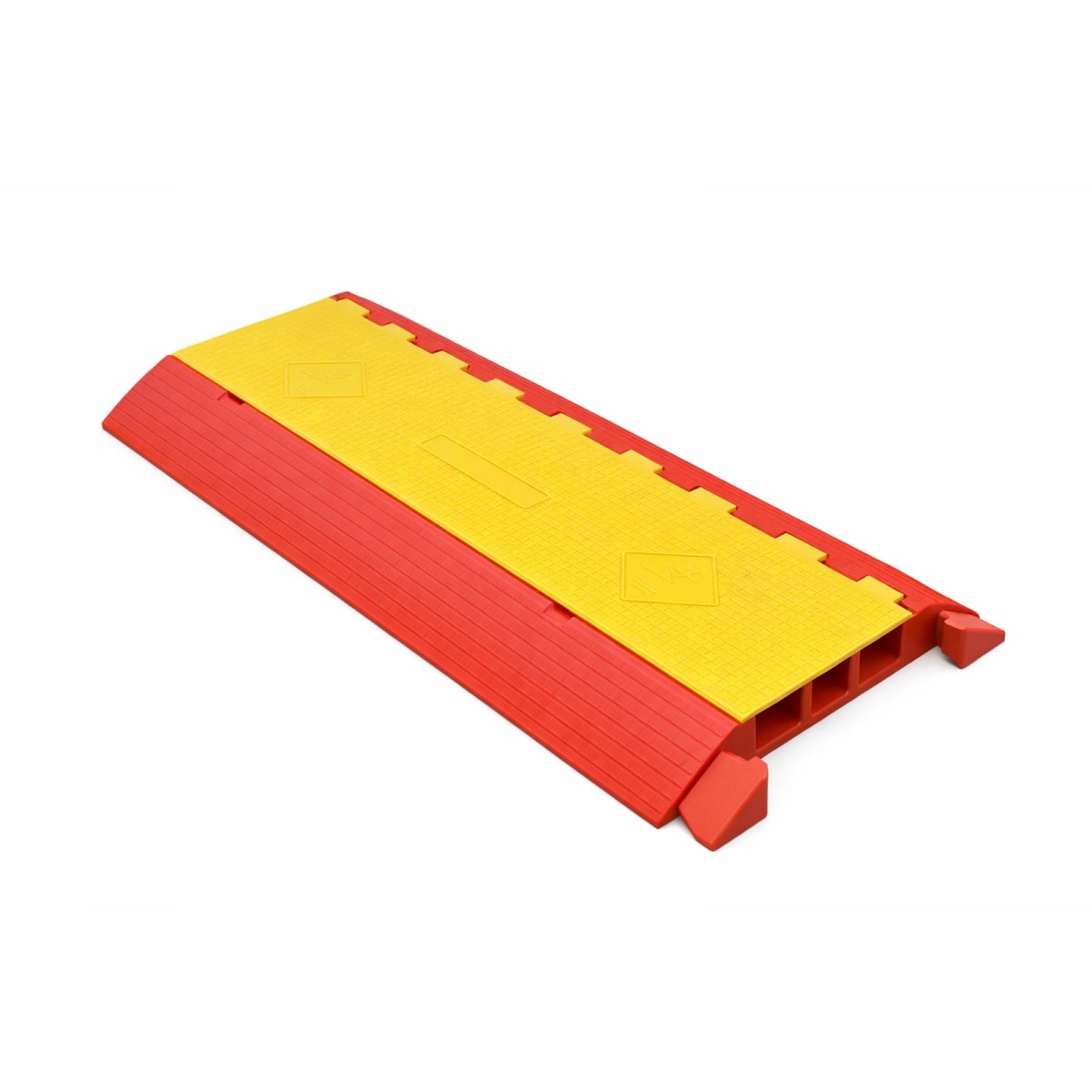 Kabelbrug voor voertuigen, geschikt voor kabels tot 5 cm. Van zwaar rubber, goed zichtbaar en ideaal voor magazijnen, werkplaatsen en evenementen.