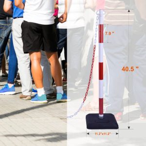 Afzetpaal kegel met rubberen voet en kettingen