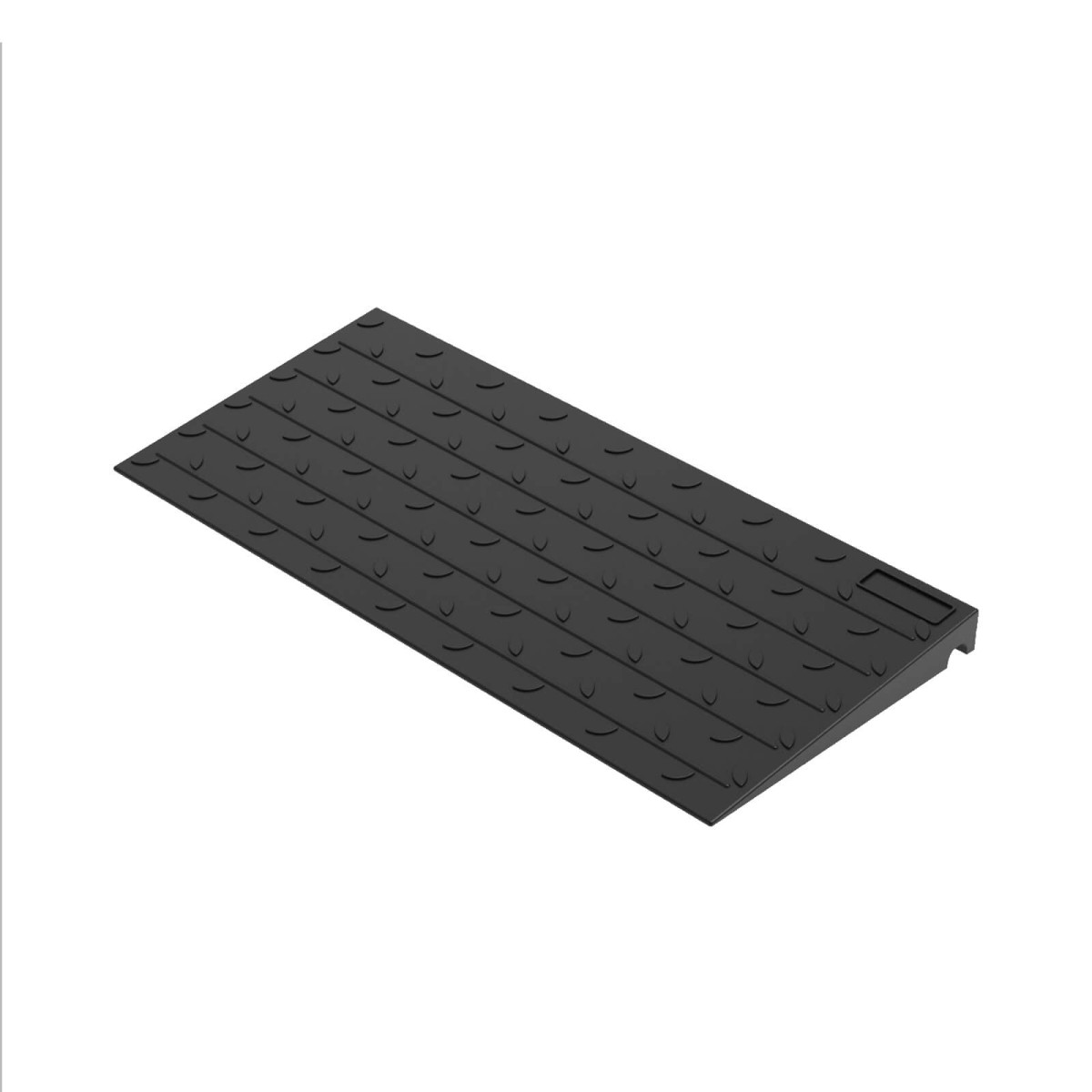 Modulaire rubberen drempelhulp met verstelbare hoogte. Voor een veilige doorgang met rolstoelen, rollators en transportkarren bij diverse drempels.