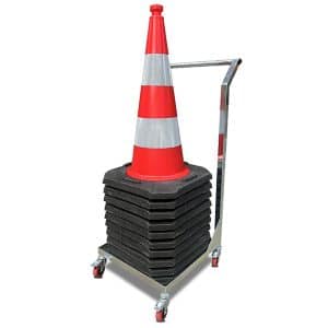 Verkeerskegelkar voor kegels met verzwaarde voet